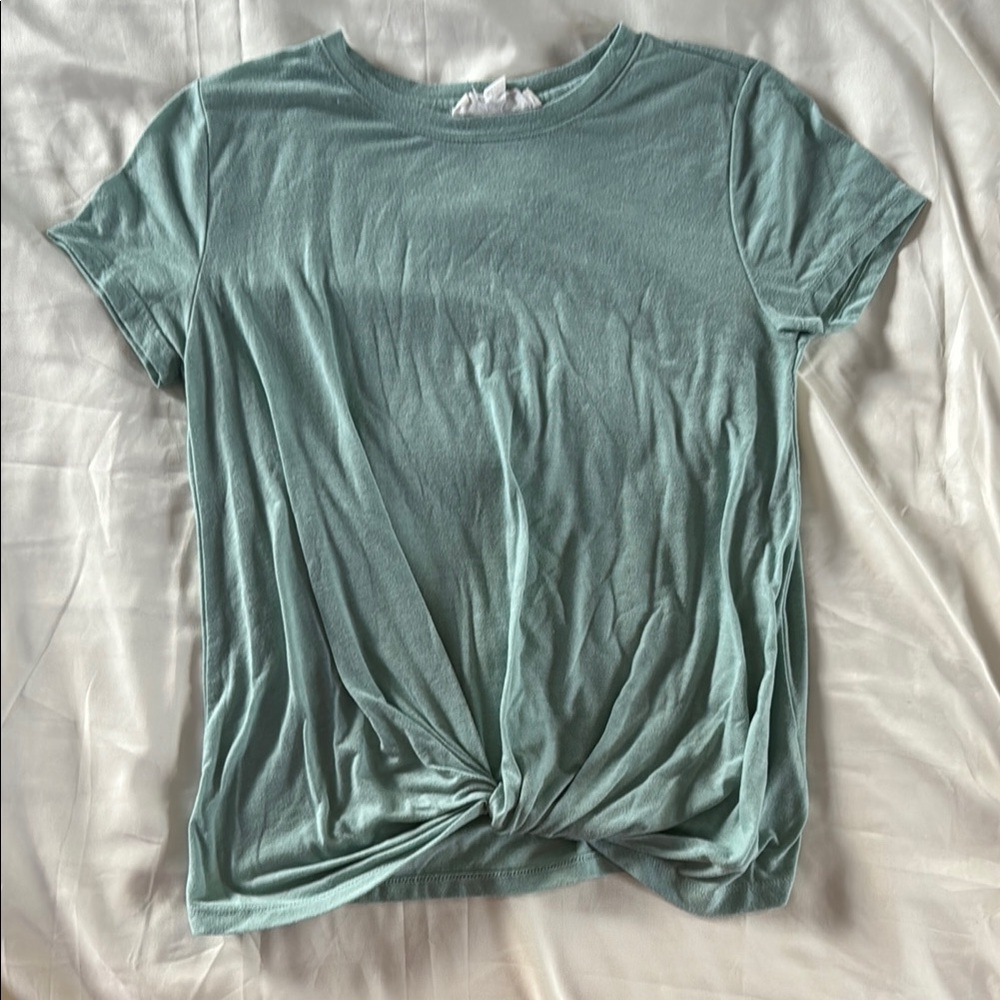 Hippie Rose Teal Tie Front T-Shirt Top